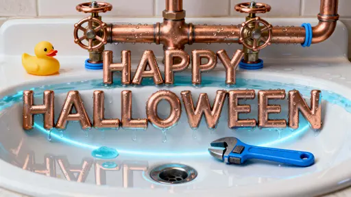 HAPPY HALLOWEEN copper-pipe sink sign