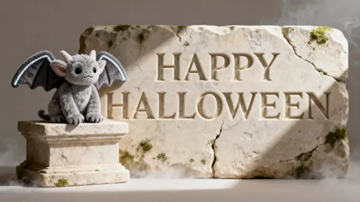 HAPPY HALLOWEEN limestone carving scene