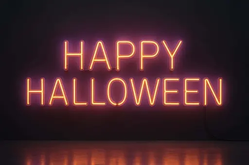 HAPPY HALLOWEEN neon glass sign
