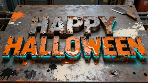 HAPPY HALLOWEEN steel cutout on workbench