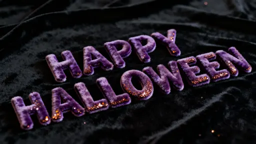 HAPPY HALLOWEEN velvet extruded letters close-up