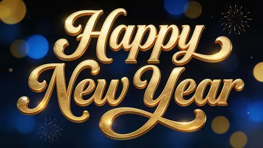 Happy New Year ornate typography composition