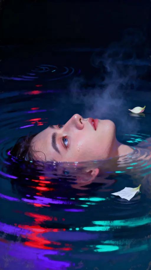 Head in Neon Water Dreamy Calm