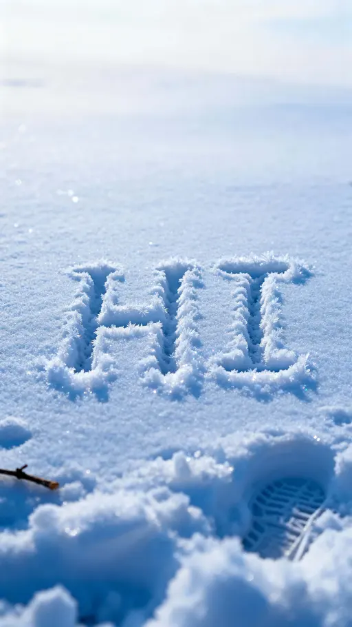 HI in Snow on Frosted Surface