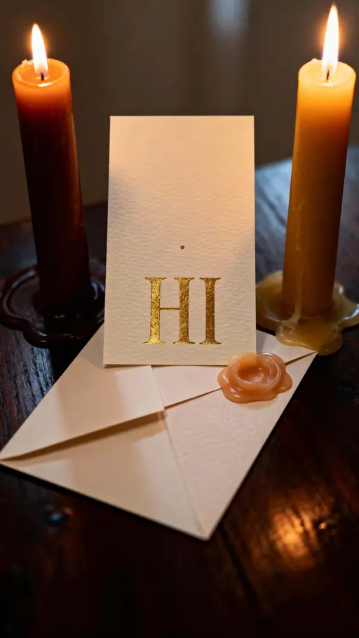 HI letters surrounded by warm candlelight portrait