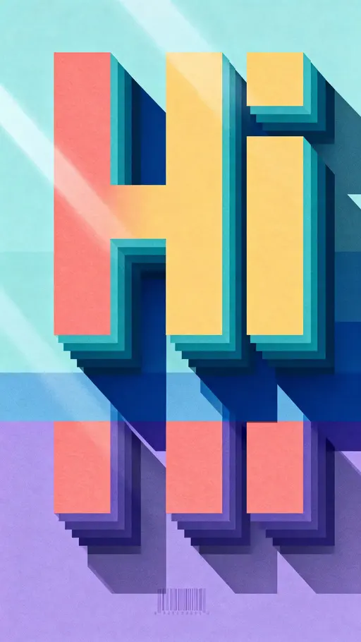 HI shaped by colorful rectangles