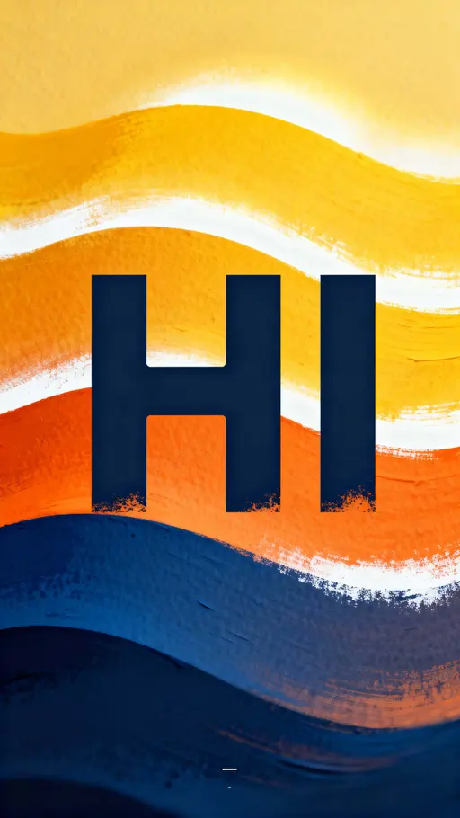 HI stencil typography on gradient waves