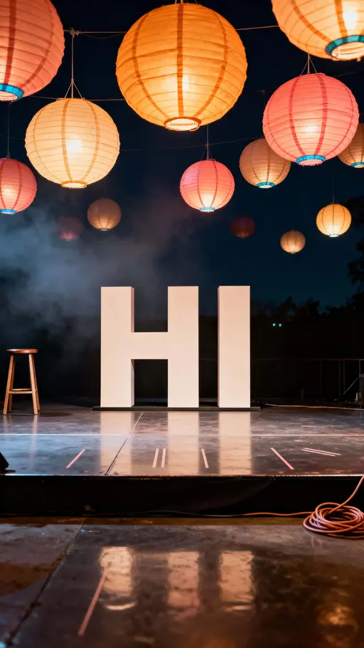 HI Text in Lantern-lit Portrait