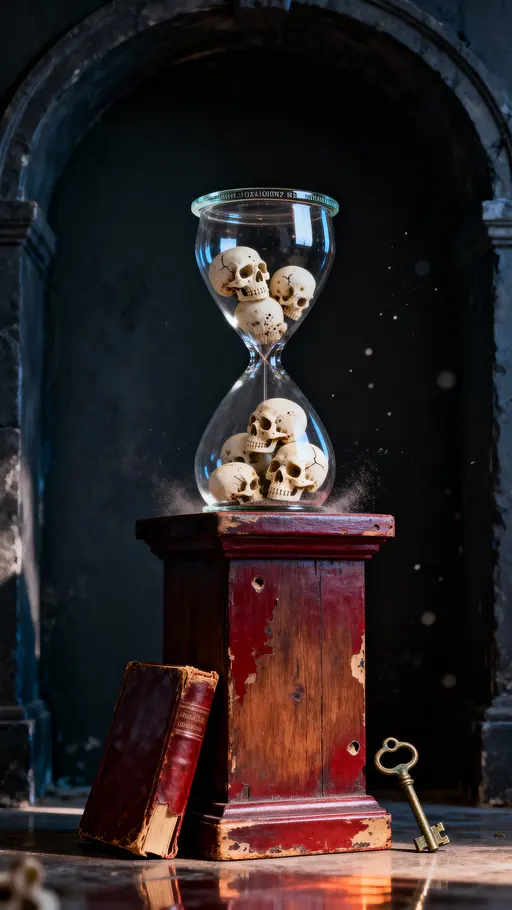 Hourglass Filled with Human Skulls
