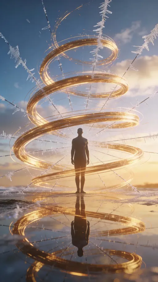 Human Figure with Golden Time Trails