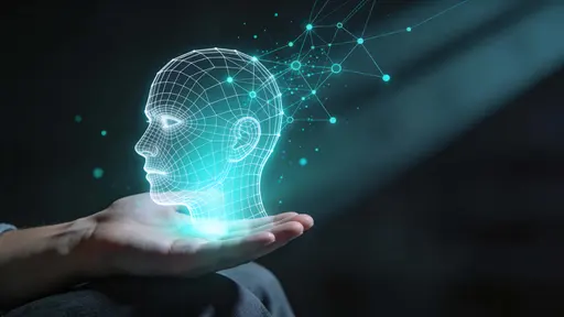 Human Hand Presenting Holographic Head