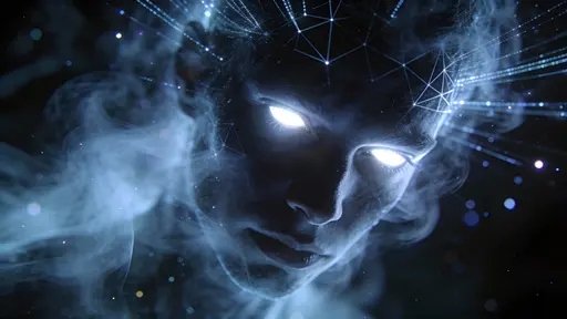 Human portrait dissolving into darkness