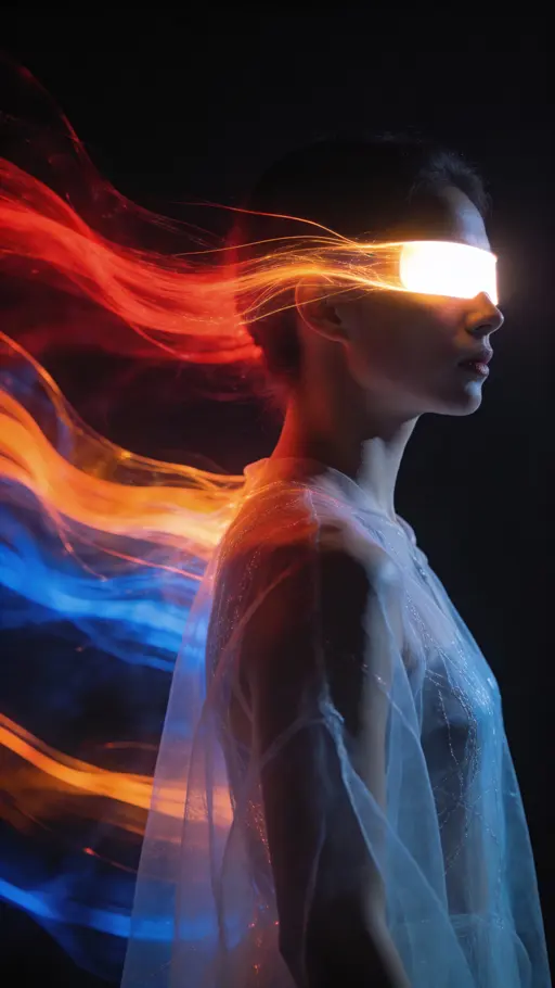 Human profile with flowing energy streams