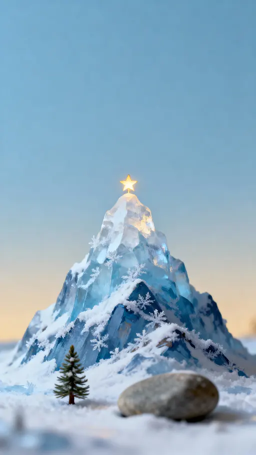 Icy mountain with tiny star topper