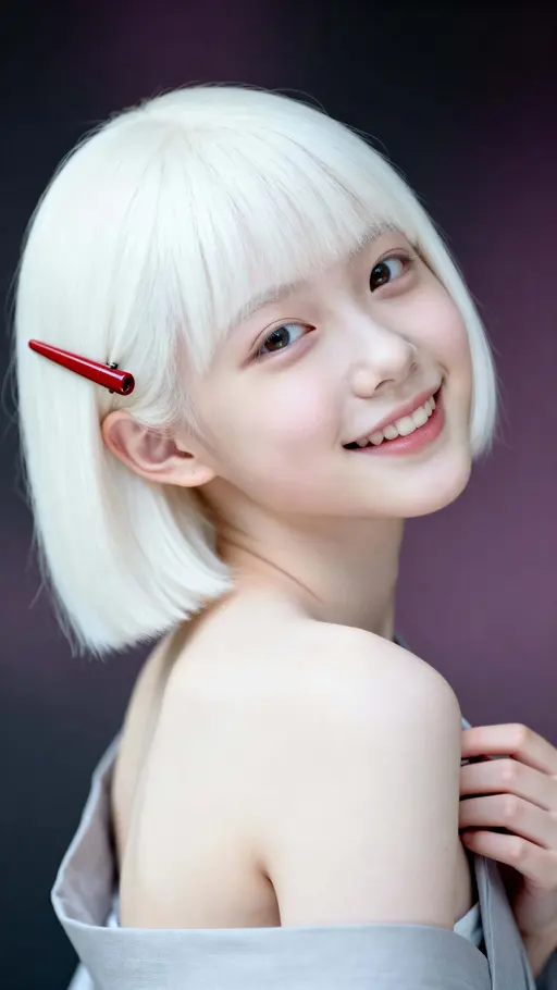 Japanese girl with albinism portrait