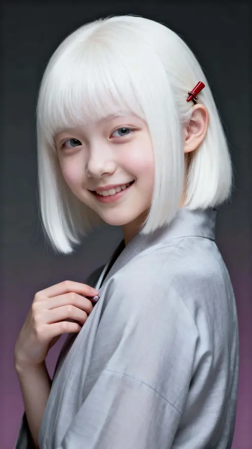 Japanese girl with albinism portrait