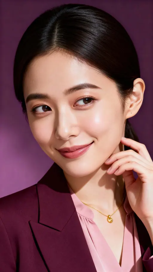 Japanese woman studio portrait intimate gaze