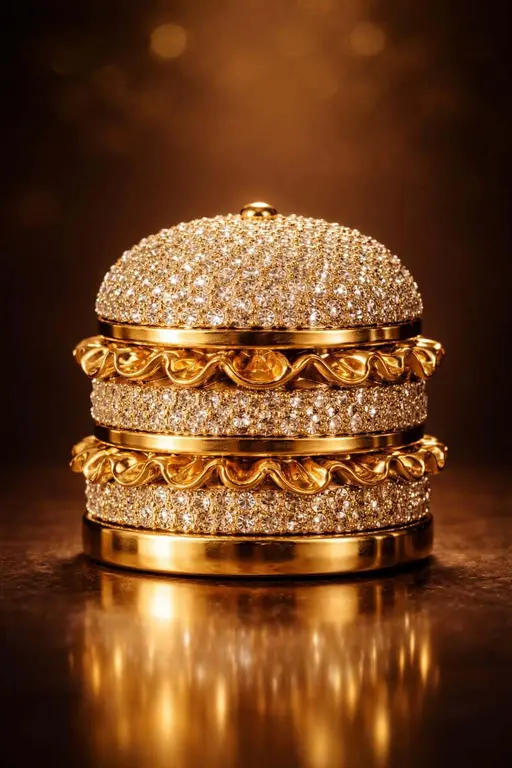 jeweled gold burger product photograph