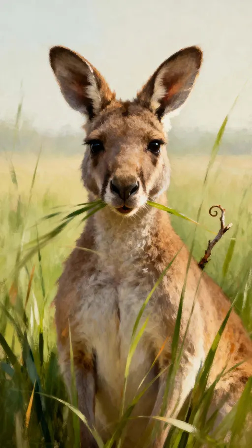 Kangaroo Head in Morning Grass