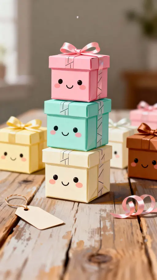 Kawaii Gift Boxes in Vertical Frame