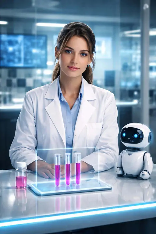 lab-portrait with holographic table