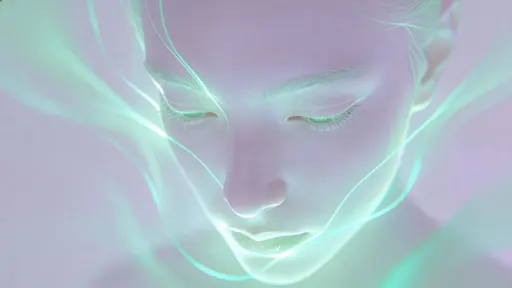 Lavender face with glowing contour lines