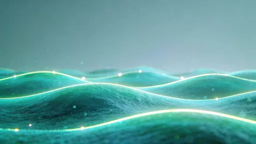 Layered turquoise-jade light field panorama