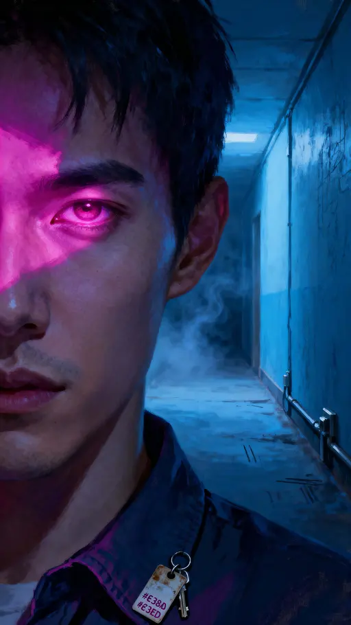 Lone character corridor portrait study