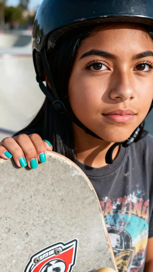 Lupita Mexican American Teen Skateboarder Headshot
