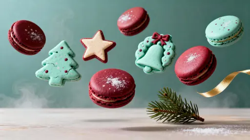Macarons Floating as Christmas Icon Ornaments