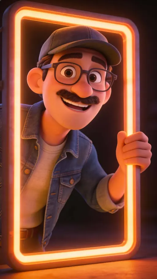 Man with glasses in neon frame