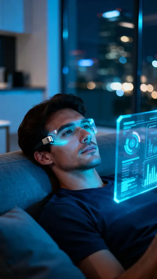Man with Holographic AI Display