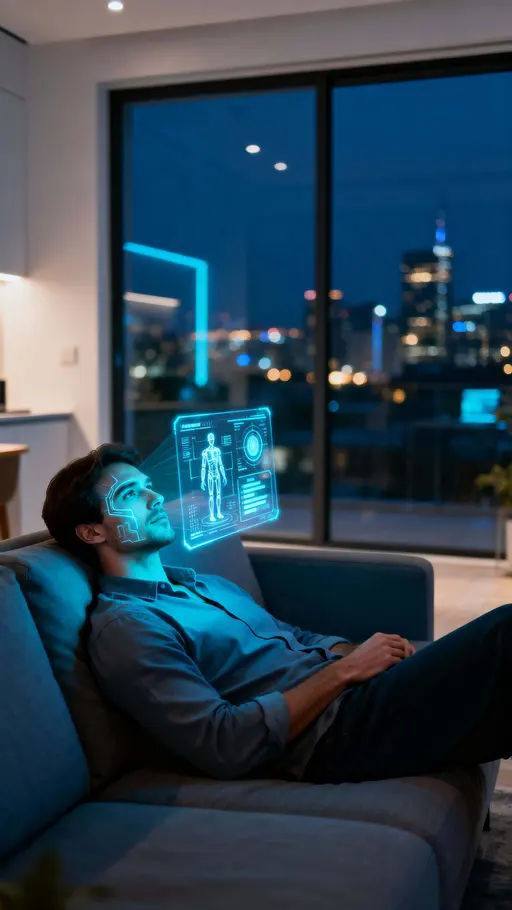 Man with Holographic AI Display