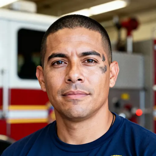 Mateo Rivera firefighter portrait headshot close-up