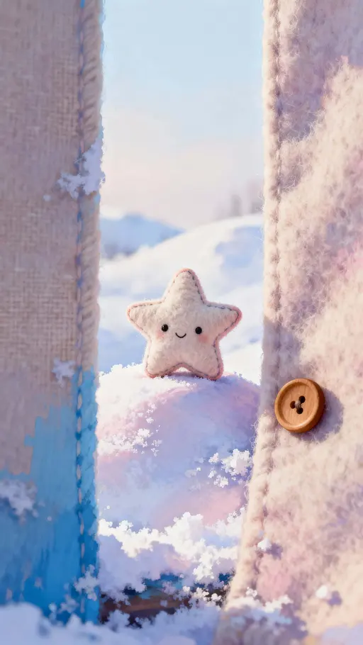 Mini Plush Star on Pastel Snow