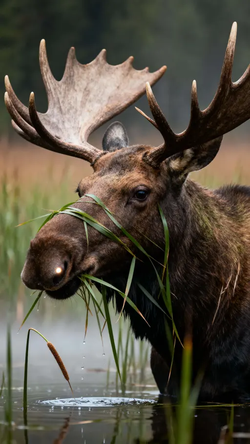 Moose in Misty Marsh Wallpaper