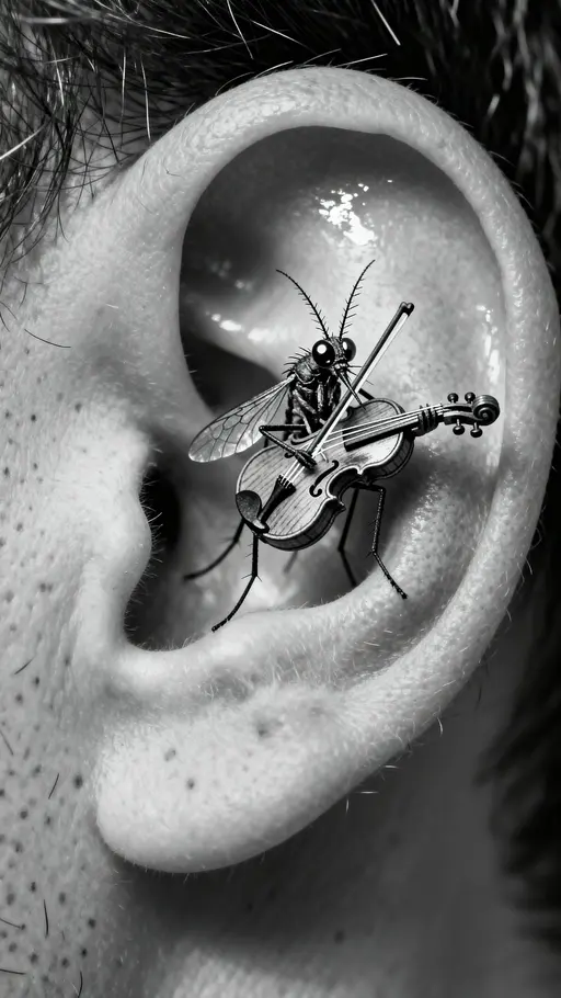 Mosquito Playing Violin in Ear