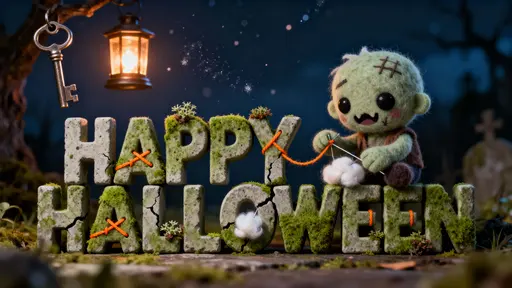 Mossy Concrete 'HAPPY HALLOWEEN' Letter Scene