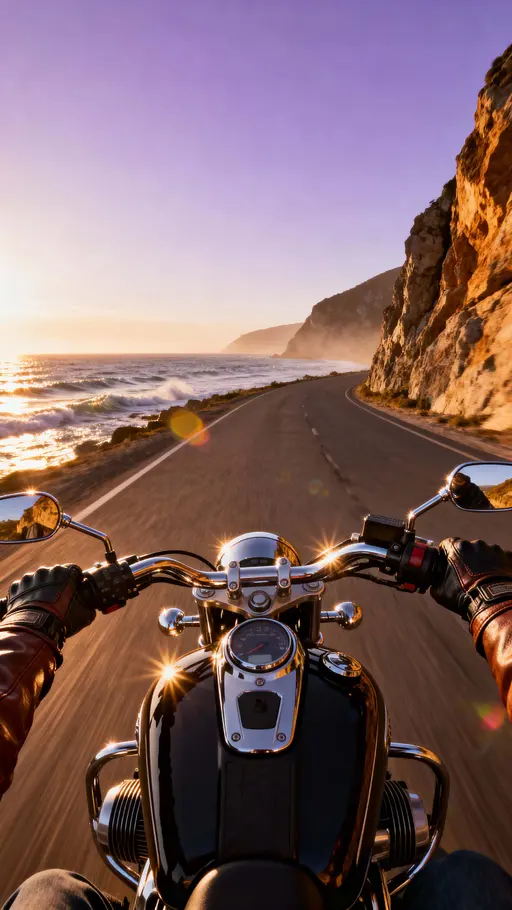 Motorcycle POV on Coastal Highway