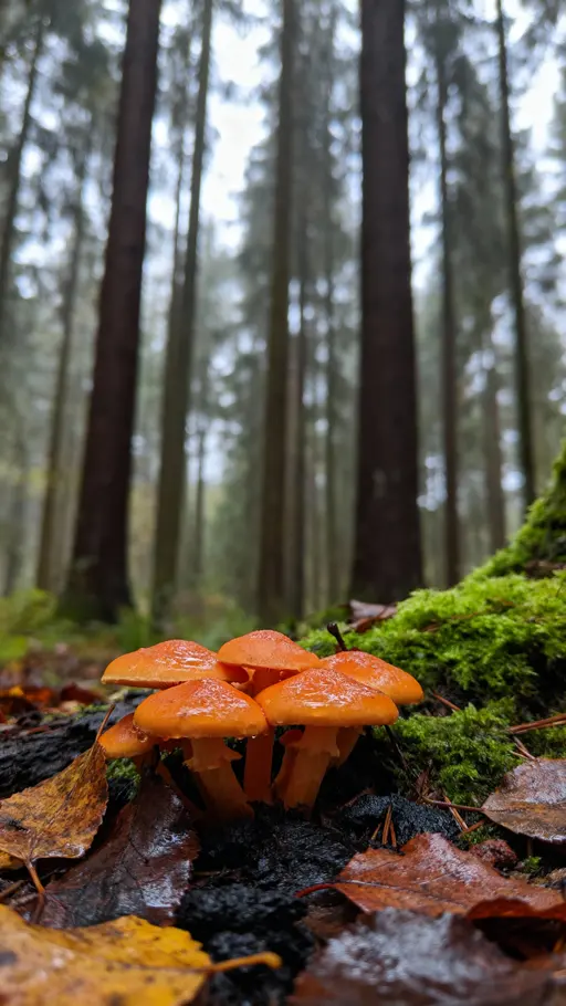 Mushroom forest floor macro study
