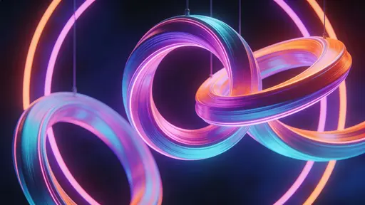 Neon circular light band sculpture