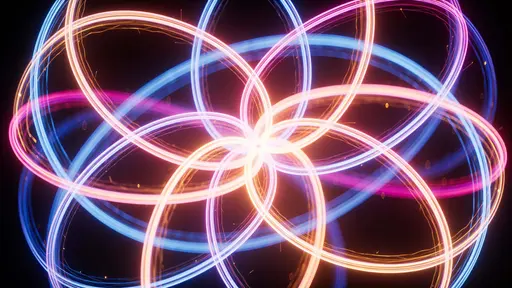 Neon light loops spherical abstract