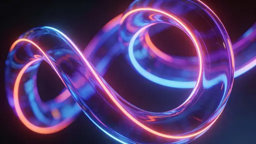 Neon loop sculpture of glowing intersecting rings