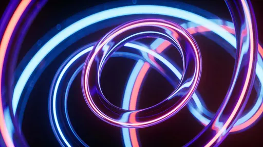 Neon looping forms in dark space