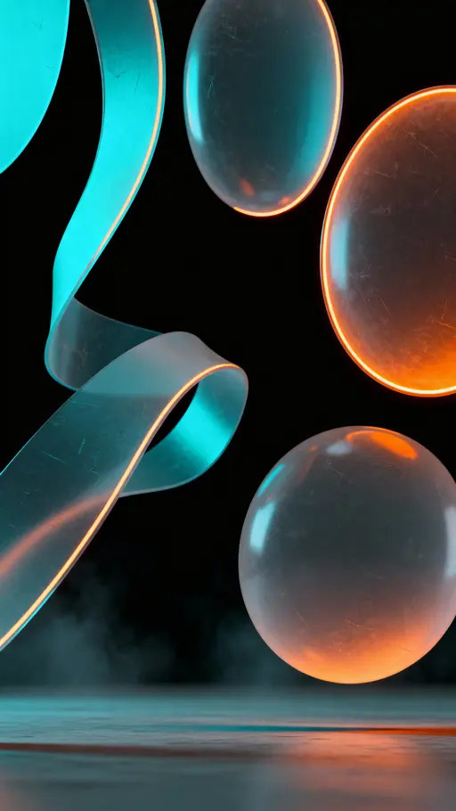 Neon Ribbon & Ovoid Wallpaper — Dark Canvas