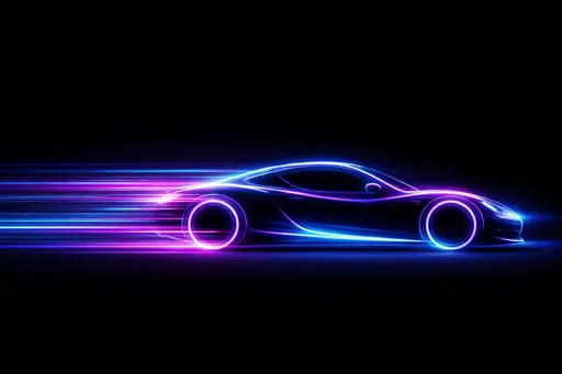 Neon Sports Car Silhouette with Motion Trails Illustration