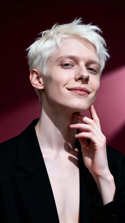 Non-binary person with albinism portrait