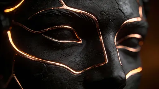 Obsidian Face with Copper Contours