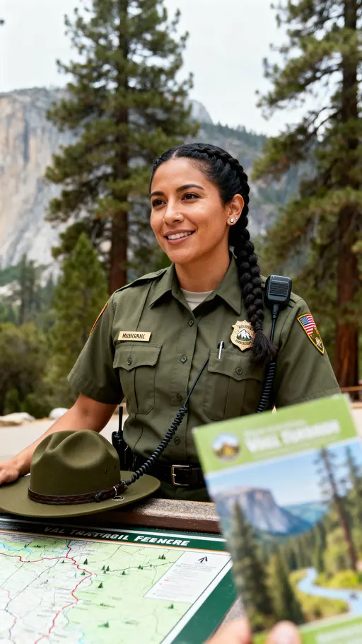 Park Ranger Val at Trail Kiosk