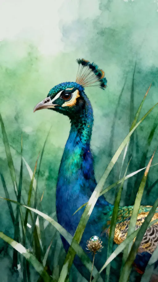 Peacock head and upper neck portrait